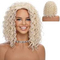 Pruik platinablond bob model met wet look golfjes