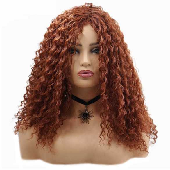 Supermooie afro pruik lang rood haar veel volume