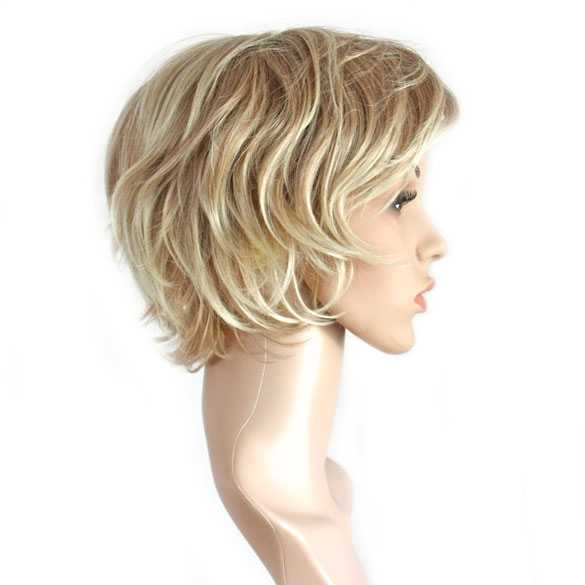 Pruik blondmix kort haar vlot kapsel in laagjes - Mooie ... Pruik blondmix kort haar vlot kapsel in laagjes - Mooie ...