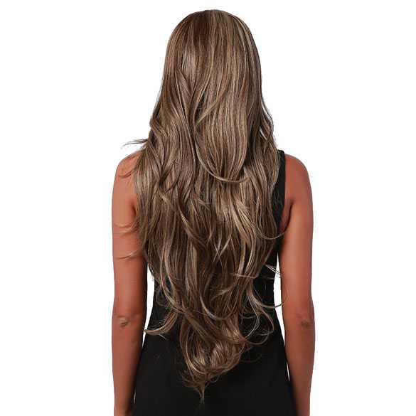 Swiss lace pruik met zeer lang blond bruin haar model Dakar