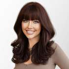 Pruik lang kastanjebruin krullend haar in laagjes Pruik lang kastanjebruin krullend haar in laagjes