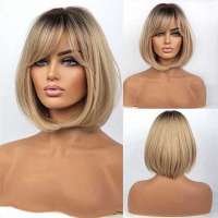 Pruik bob model blond met steil haar model 167