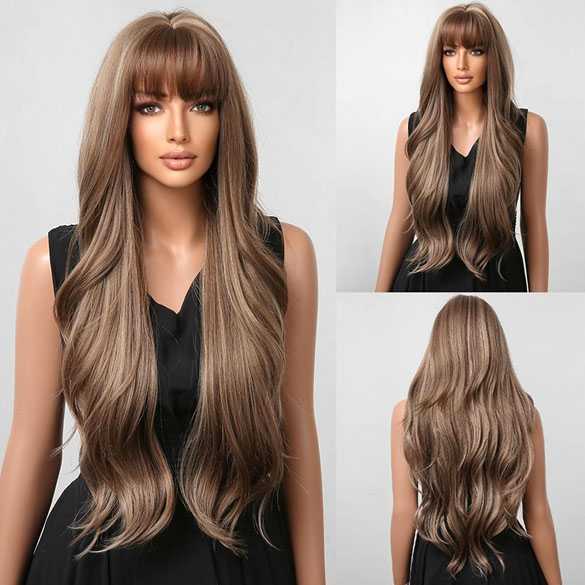Pruik met zeer lang lichtbruin haar model Layla