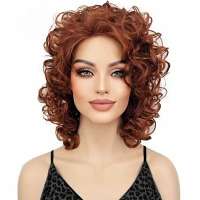 Pruik schouderlang krullend haar kleur rood 130