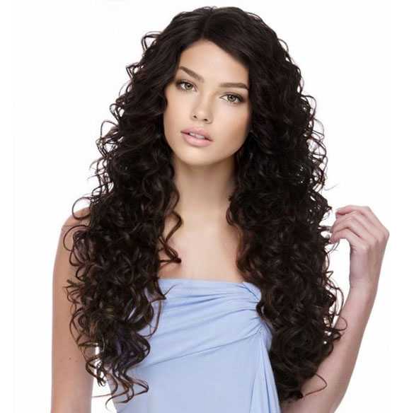 Lace front pruik lang haar met krullen model Spring kleur 4