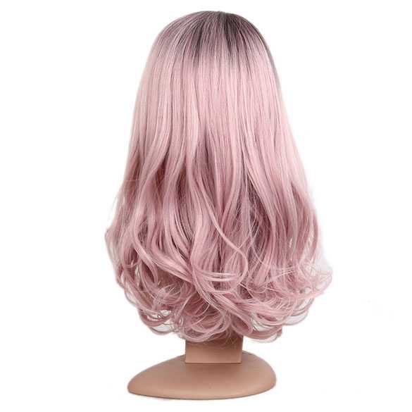 Ombre pruik pastel ijsroze lang golvend haar zonder pony