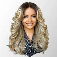 Lace front pruik lang haar in blondmix met grove slag model Imra