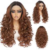 Luxe lace front pruik lang krullend haar model Calla kleur OT-30