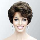 Damespruik kort krullend haar bruinmix kleur 4TT27