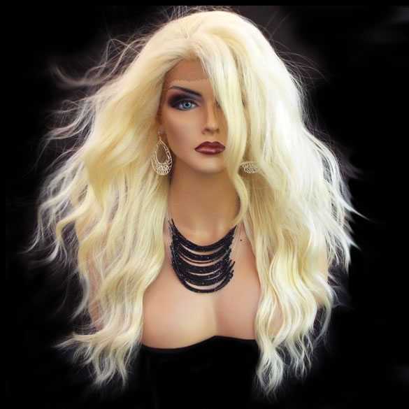 Lace pruik lang lichtblond golvend haar model Yvonne kleur 613