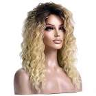 Nonchalante sexy warrige pruik lang krullend haar in goudblond mix