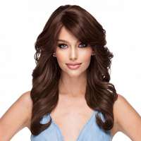 Pruik lang haar met slagen model Phoenix kleur Toasted Pecan