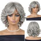 Mooie volle pruik schouderlang krullend haar grijsmix