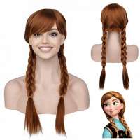 Leuke Frozen Disney pruik prinses Anna met 2 vlechten