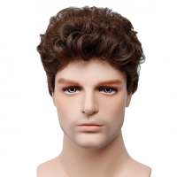 Mannenpruik kort bruin krullend haar kleur 8