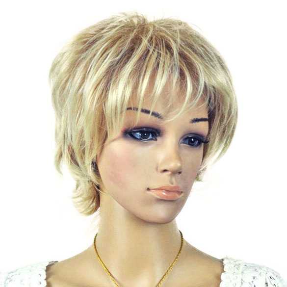 Vlot model pruik blond kort met lichte plukjes