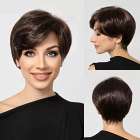 Moderne korte pixie pruik steil haar in laagjes bruin