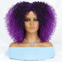 Pruik afro kleine spiraalkrullen schouderlang model 1037 kleur TT1B-PURPLE