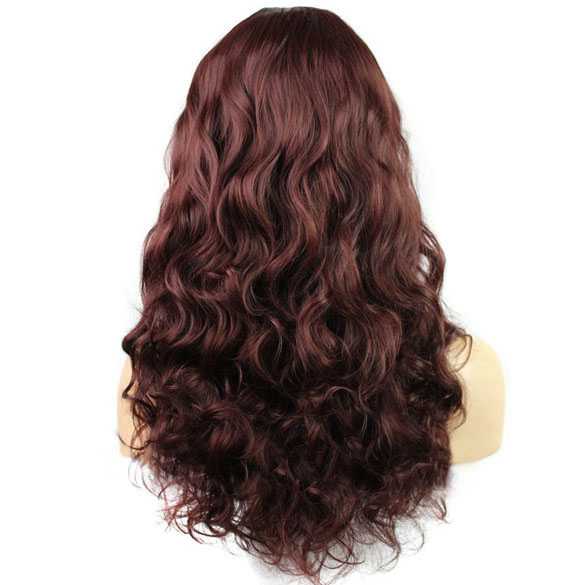 Sexy pruik lang haar met krullen kastanjerood