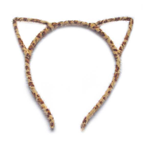 Fluwelen haarband model katten oortjes luipaard