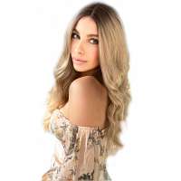 Swiss lace pruik lang blond haar zonder pony model Maud