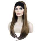 Pruik roodbruin lang steil haar met haarband Pruik roodbruin lang steil haar met haarband