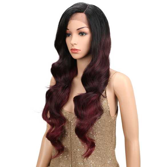 Ombre lace front pruik lang golvend haar model Meg