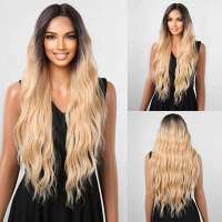 Luxe swiss lace front pruik met superlang ginger blond haar