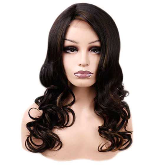 SALE : Lace pruik lang krullend haar zonder pony model Famke