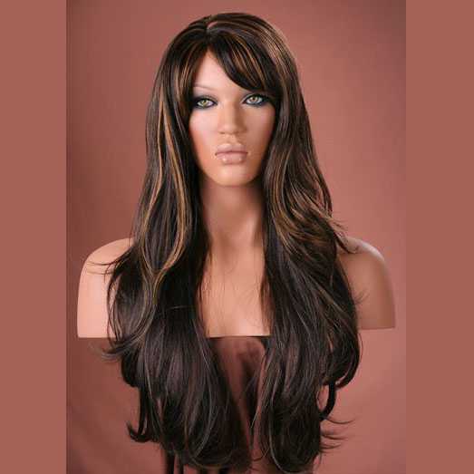 Pruik lang haar met slagen model Carmen kleur FS4/12