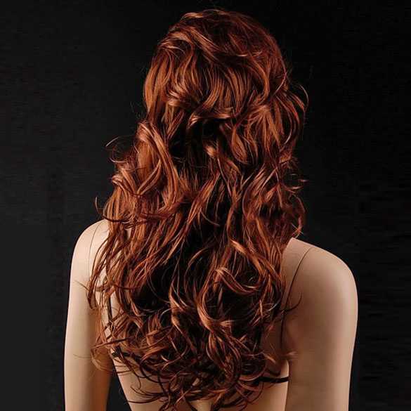 Luxe en sexy pruik lang rood haar met slagen