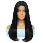 Swiss lace front pruik lang steil zwart haar zonder pony Swiss lace front pruik lang steil zwart haar zonder pony