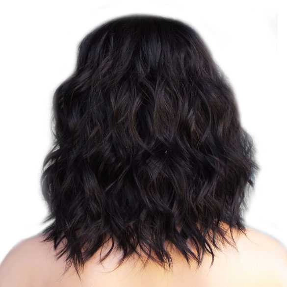 Lace front pruik nonchalant bob model Peagan kleur zwart