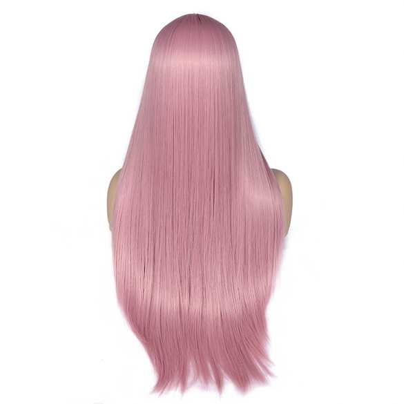 Cosplay pruik lang steil haar zonder pony kleur poeder roze