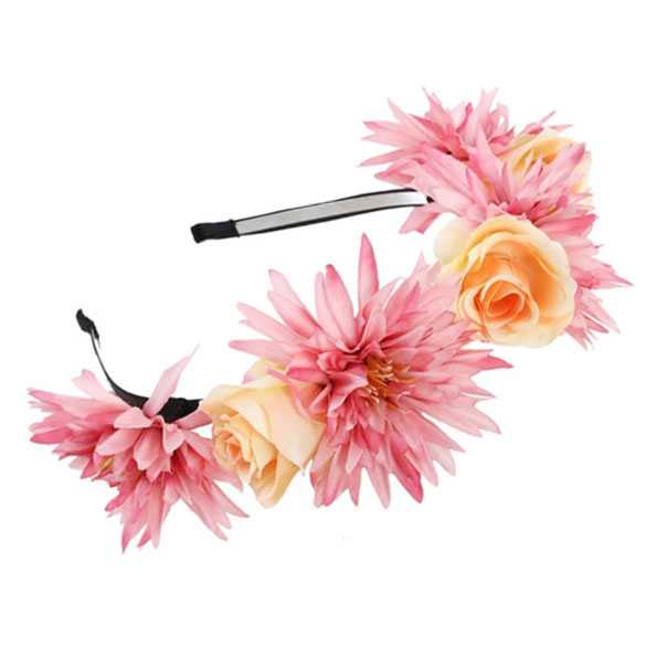 Post impressionisme snorkel Je zal beter worden Hippie bloemen diadeem / haarband geel - roze - Mooie pruiken bij  PruikenPlaza