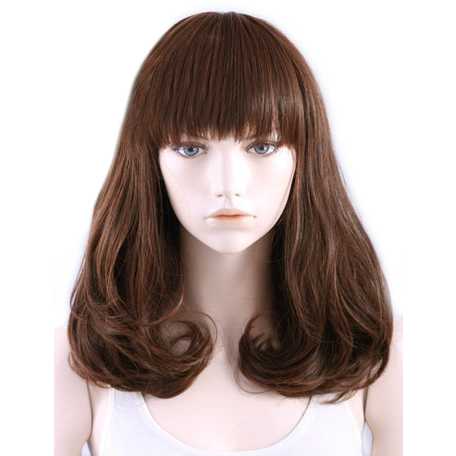 Pruik halflang haar schouderlengte kleur bruin