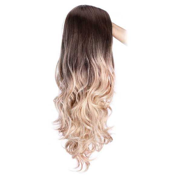 Pruik ombre roomblond lang haar met donkere top
