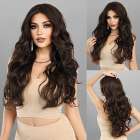 Swiss lace front pruik bruin krullend haar zonder pony model Nola