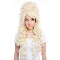 Beehive Drag pruik blond lang haar met krullen