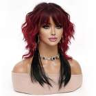 Trendy wavy pruik wijnrood / zwart met langere onderlaag