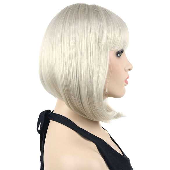 Pruik schuin bob model met steil haar kleur AB102