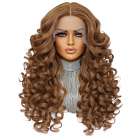 Lace front pruik gingerbruin lang krullend haar zonder pony