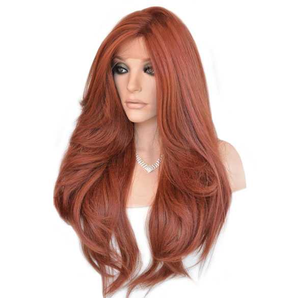 4x4 Lace front pruik lang rood haar model Cameron kleur 130