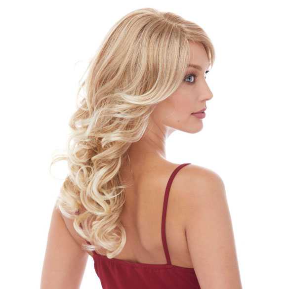 Pruik lang goudblond krullen haar model BLISS kleur T27/613