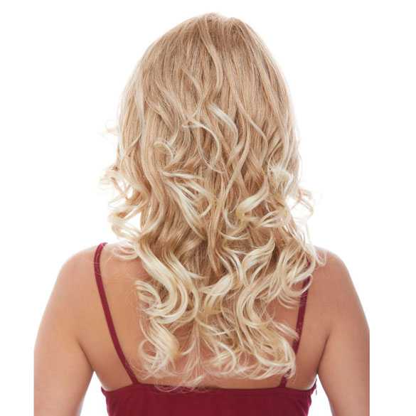 Pruik lang goudblond krullen haar model BLISS kleur T27/613