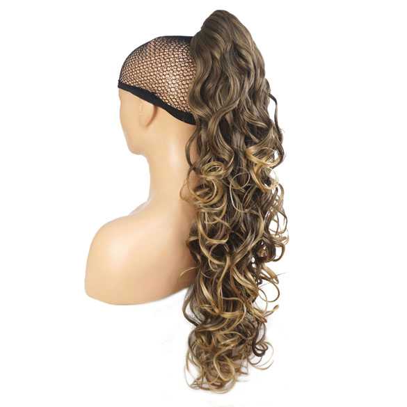 Paardenstaart lang haar met krullen op klem kleur 6T24B