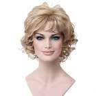 Moderne pruik kort krullend haar blondmix kleur H16-613