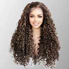 Swiss lace front pruik lang haar bruinmix met spiraalkrullen Winona Swiss lace front pruik lang haar bruinmix met spiraalkrullen Winona