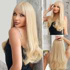 Pruik lang goudblond haar met rechte pony
