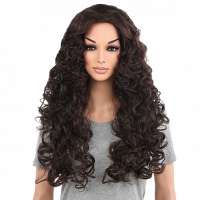 Mooie pruik bruin lang haar veel volume en krullen kleur 6
